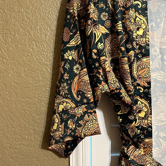 Women’s Robe Short Open Front With Tie Size Medium Kimono Green.& Yellow - Picture 4 of 9